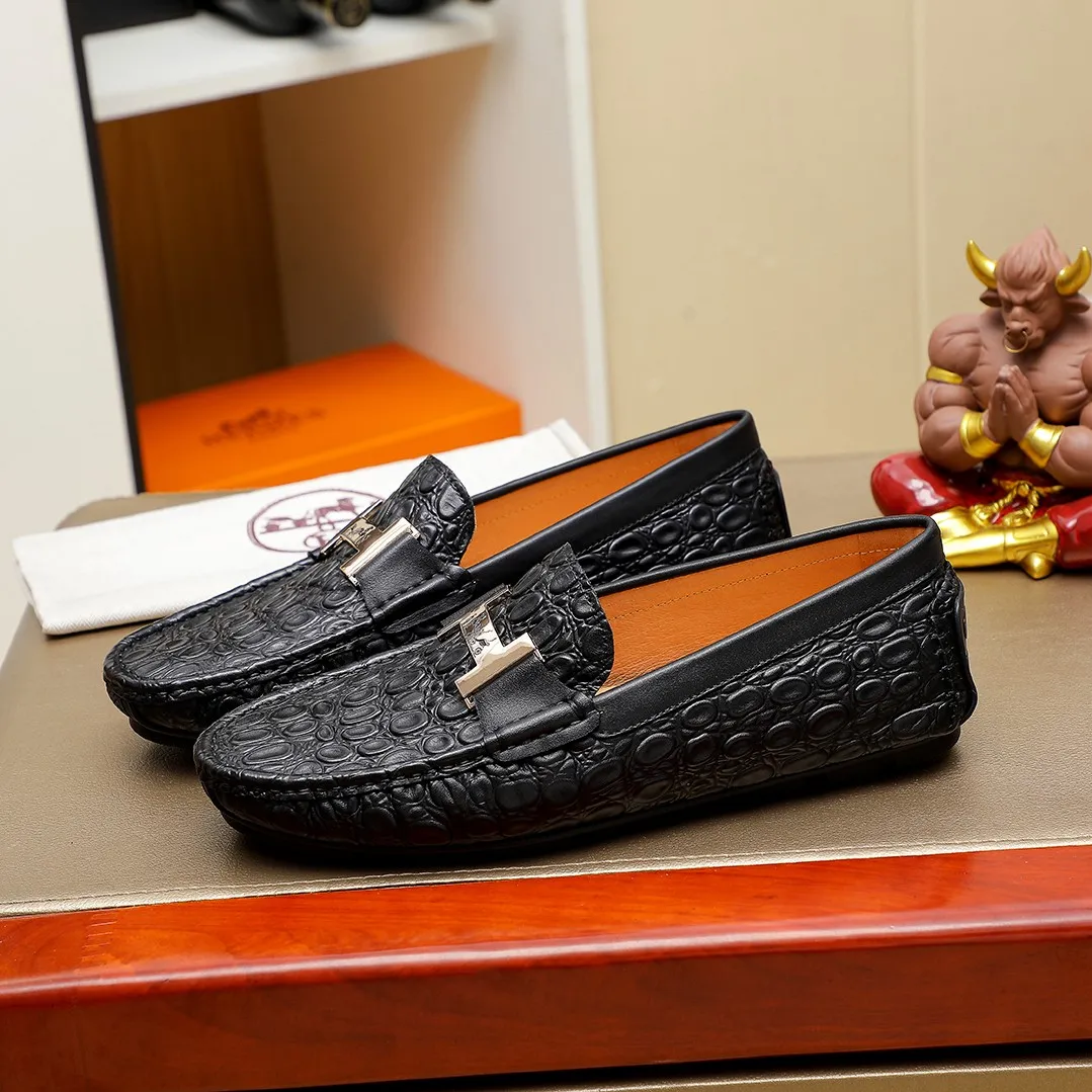 Men's shoes 💰360 🕷🕷【HERMES】The same style as Hermès counters🇨🇳Classic slip-on shoes 1:1 mold opening💯Original quality🍓Using imported first-layer cowhide🍅Pigskin lining🌶🌶Super high-end men's leather shoes🇨🇳Solid and stable Very special🍇color, optional! Code number 38-45……